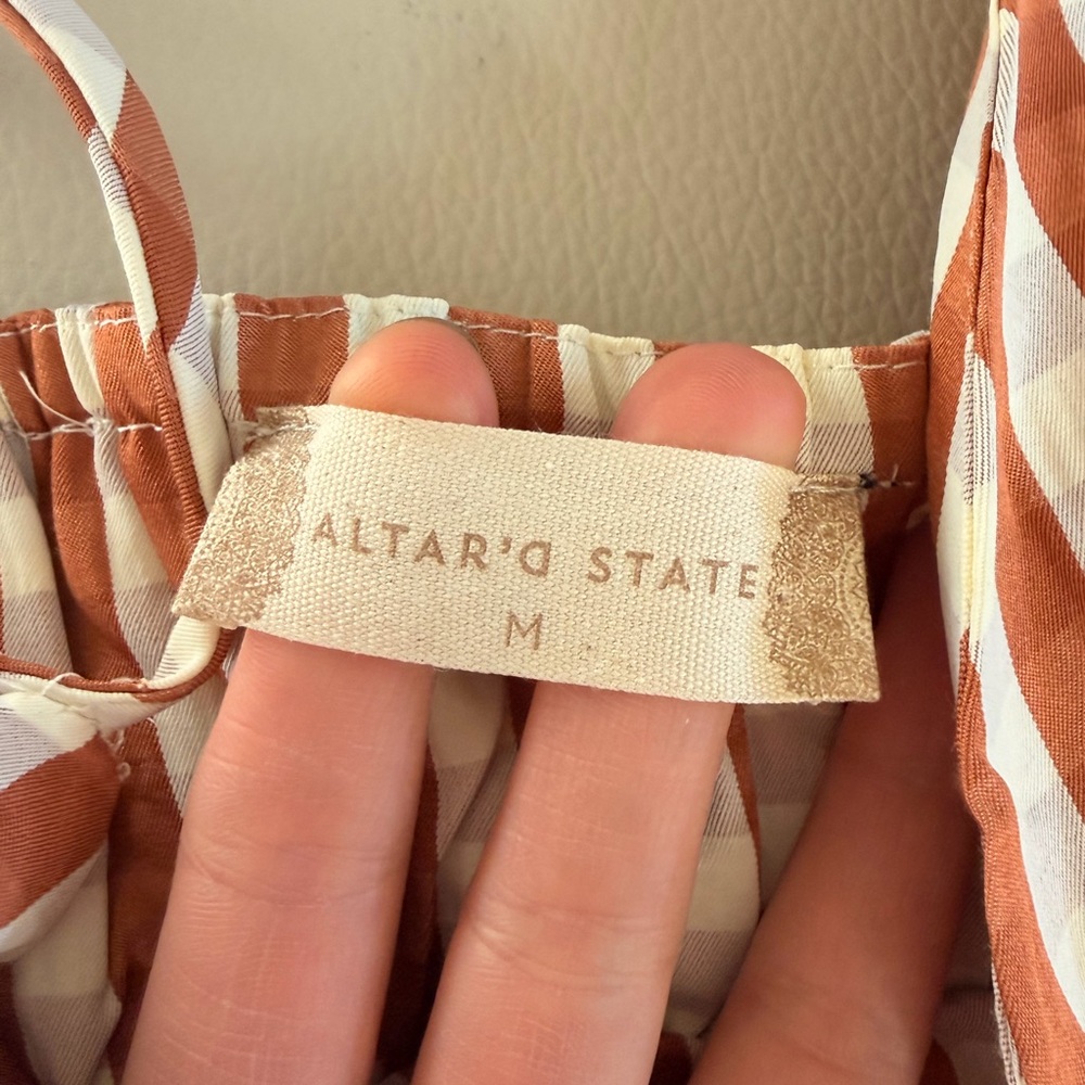 Altar'd State Rust & White Gingham Tiered Maxi Dress - Picture 4 of 6
